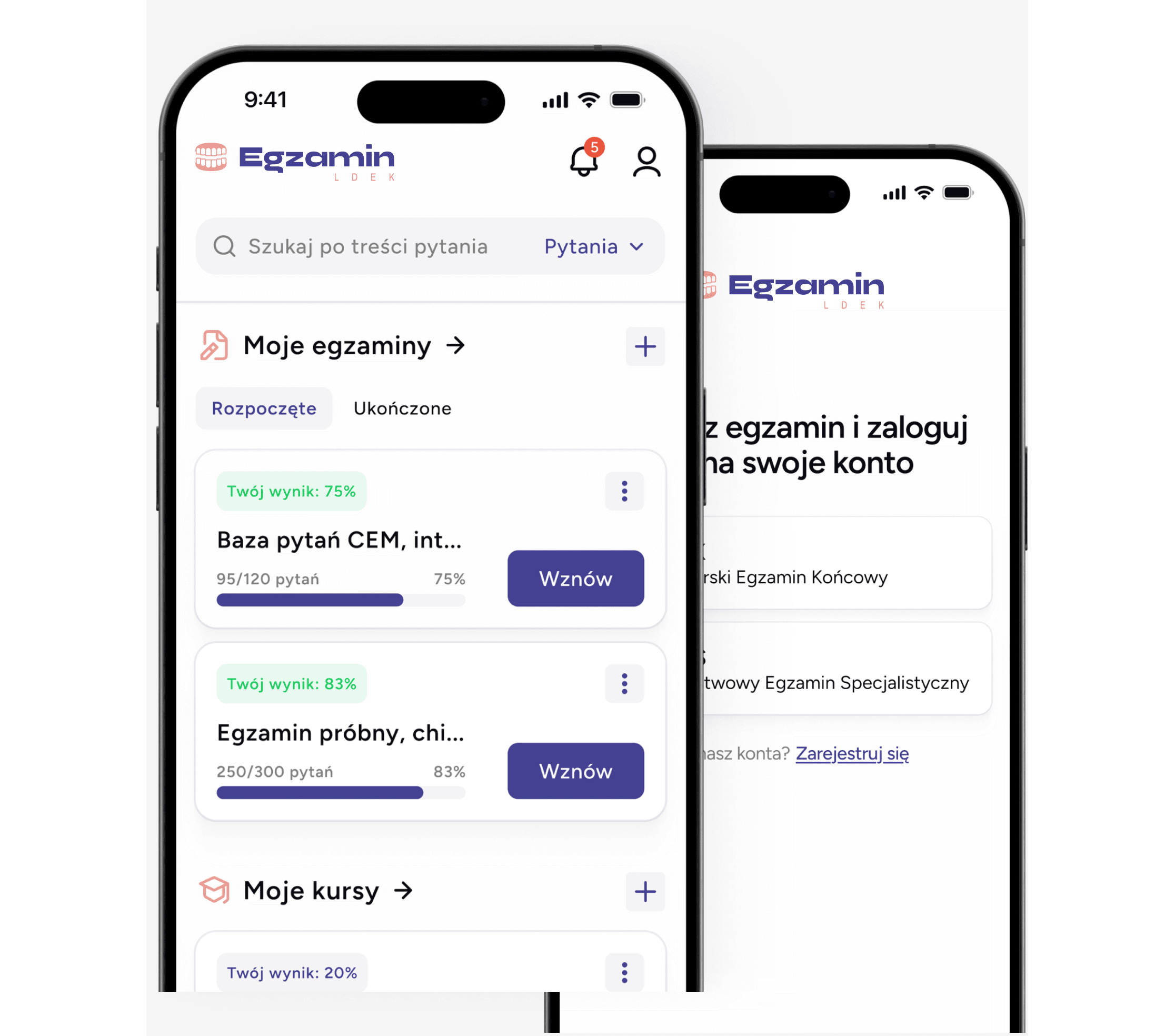 Aplikacja Egzamin LEK na telefonie